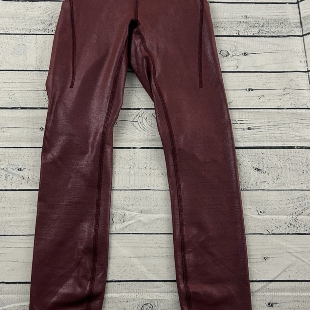 Burgundy Faux Leather Pants